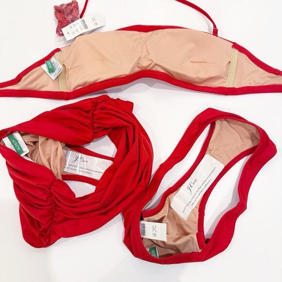 NWT J. Crew Bikini Top, Ruched High Waist, 1989 Bottom Sz Small Swimsuit New 3pc - Picture 10 of 11